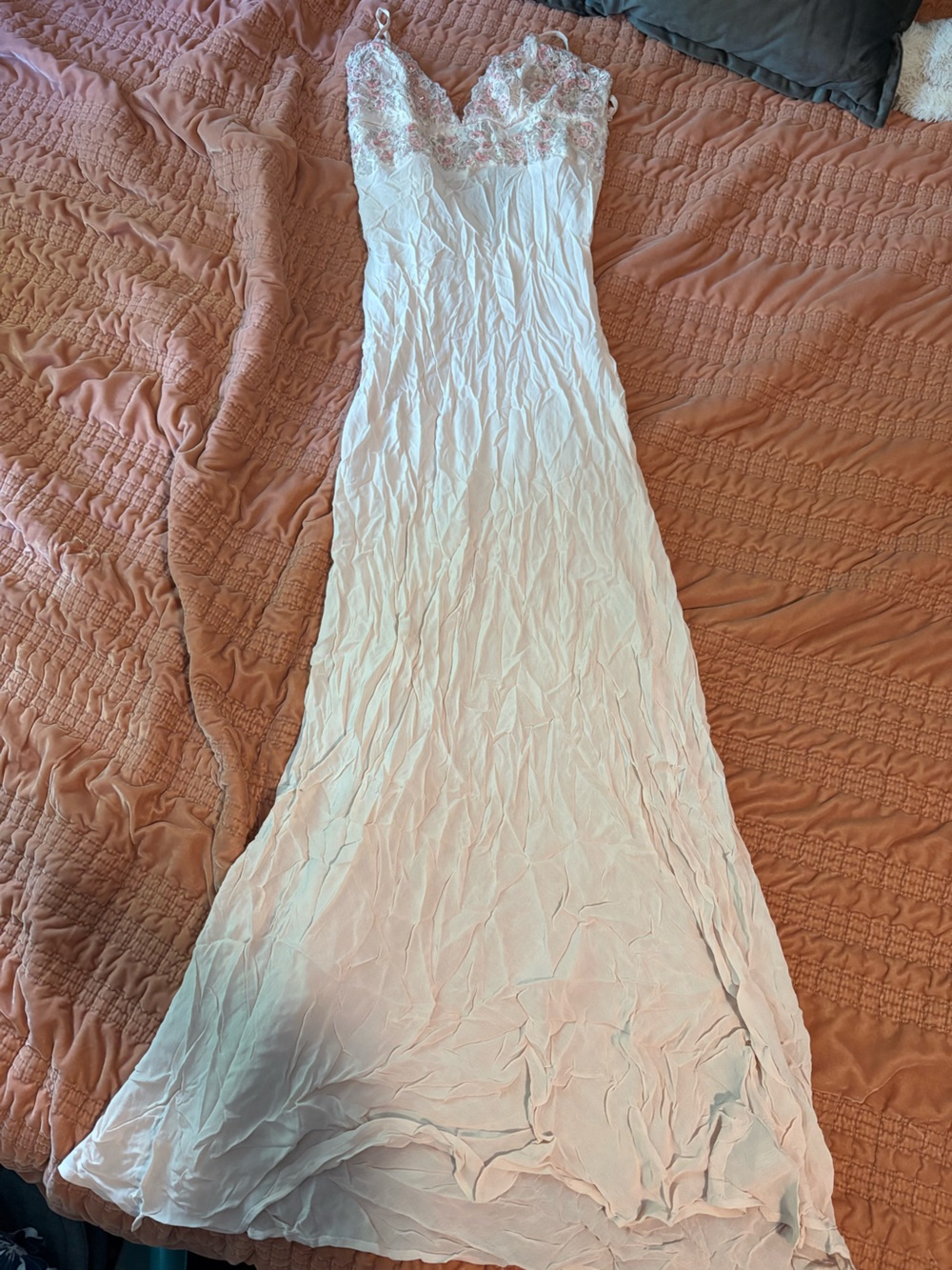 Free People Cream Slip Dress with embellishment beading